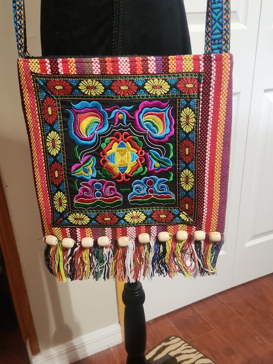 The Unbranded Brand Handbags - Boho Multicolor Embroidered Crossbody Bag with Fringe